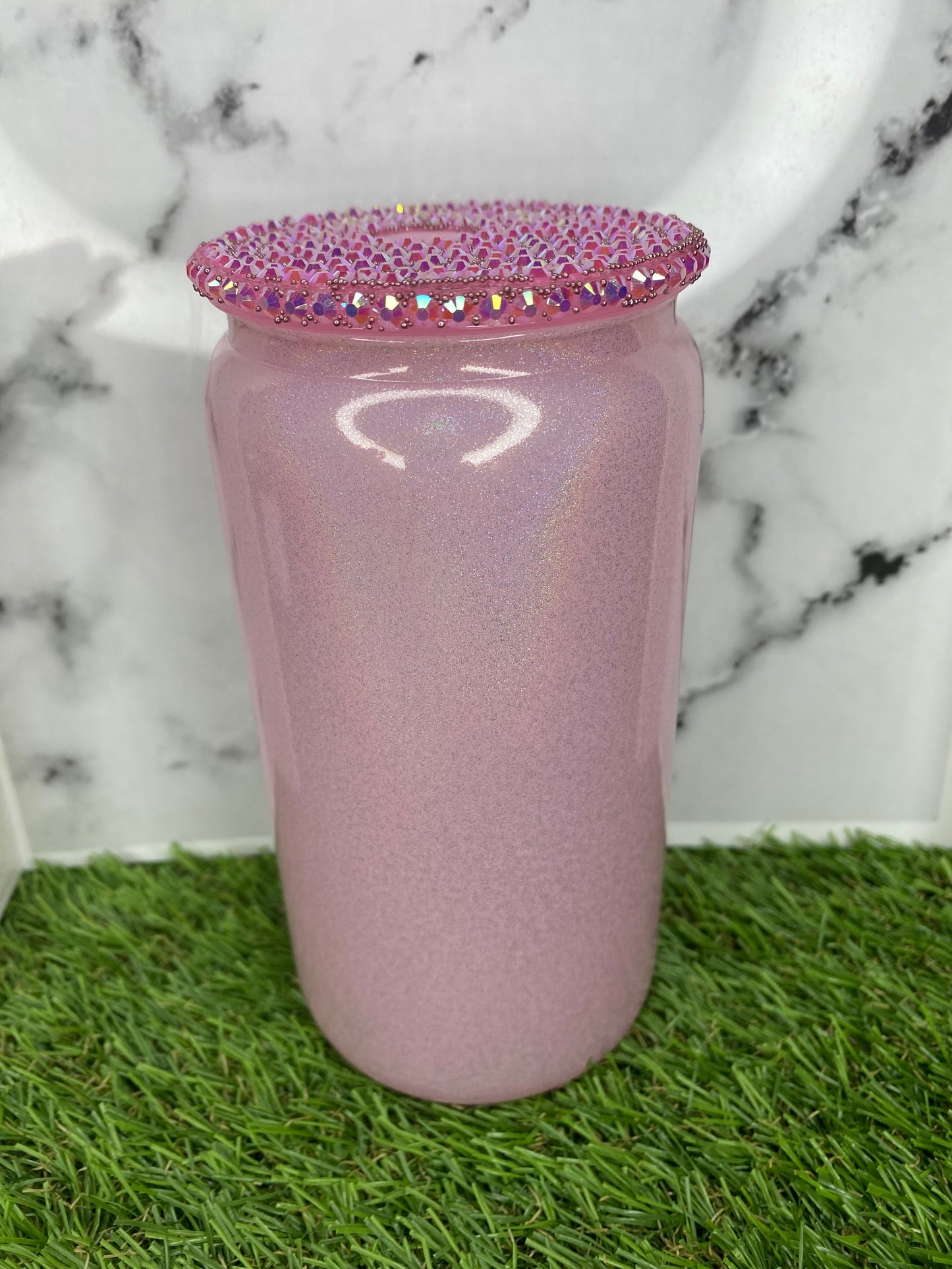 Shimmer Bling Lids With Can Glass