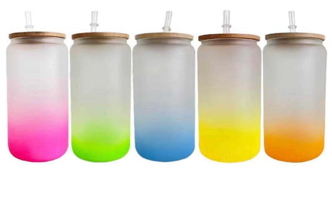 16oz Can Glass Gradient Color 6 Piece Set