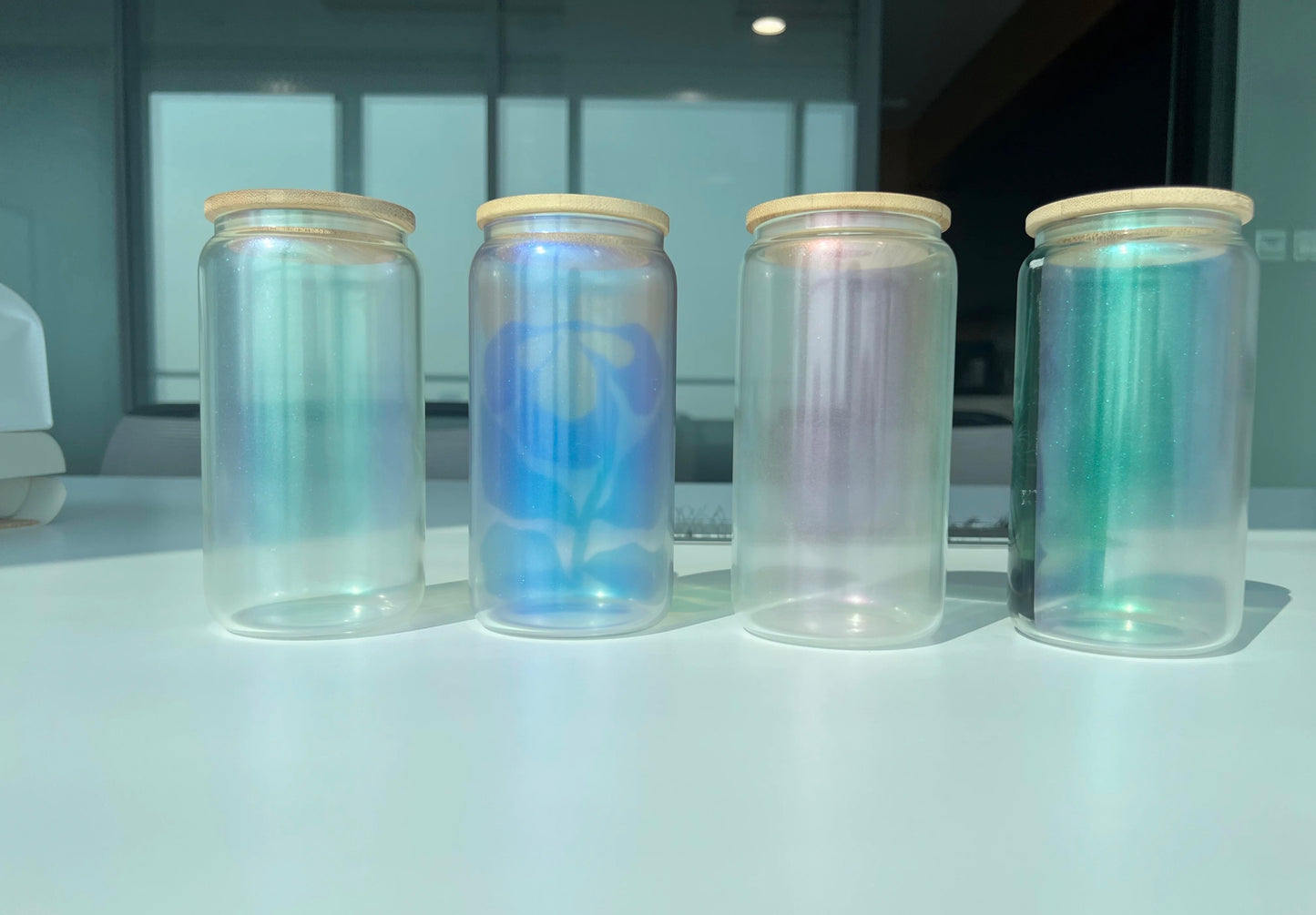 16 oz Holographic Glass Can Set - 6 pieces