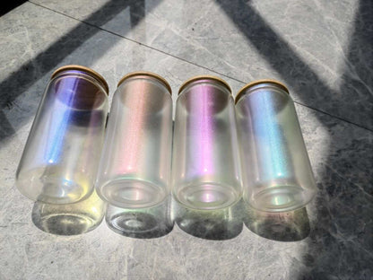 Iridescent 16oz Transparent Can Glass