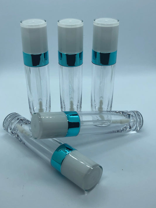 Teal/White Lip Gloss Tubes - Whole Sale Lipgloss Tubes