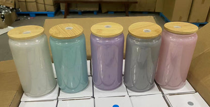 16oz Colorful Shimmer Can Glass: Wholesale 30